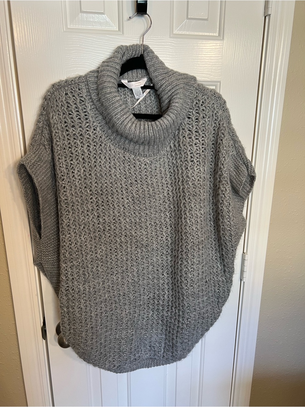 LC Lauren Conrad Gray Turtleneck Knit Poncho